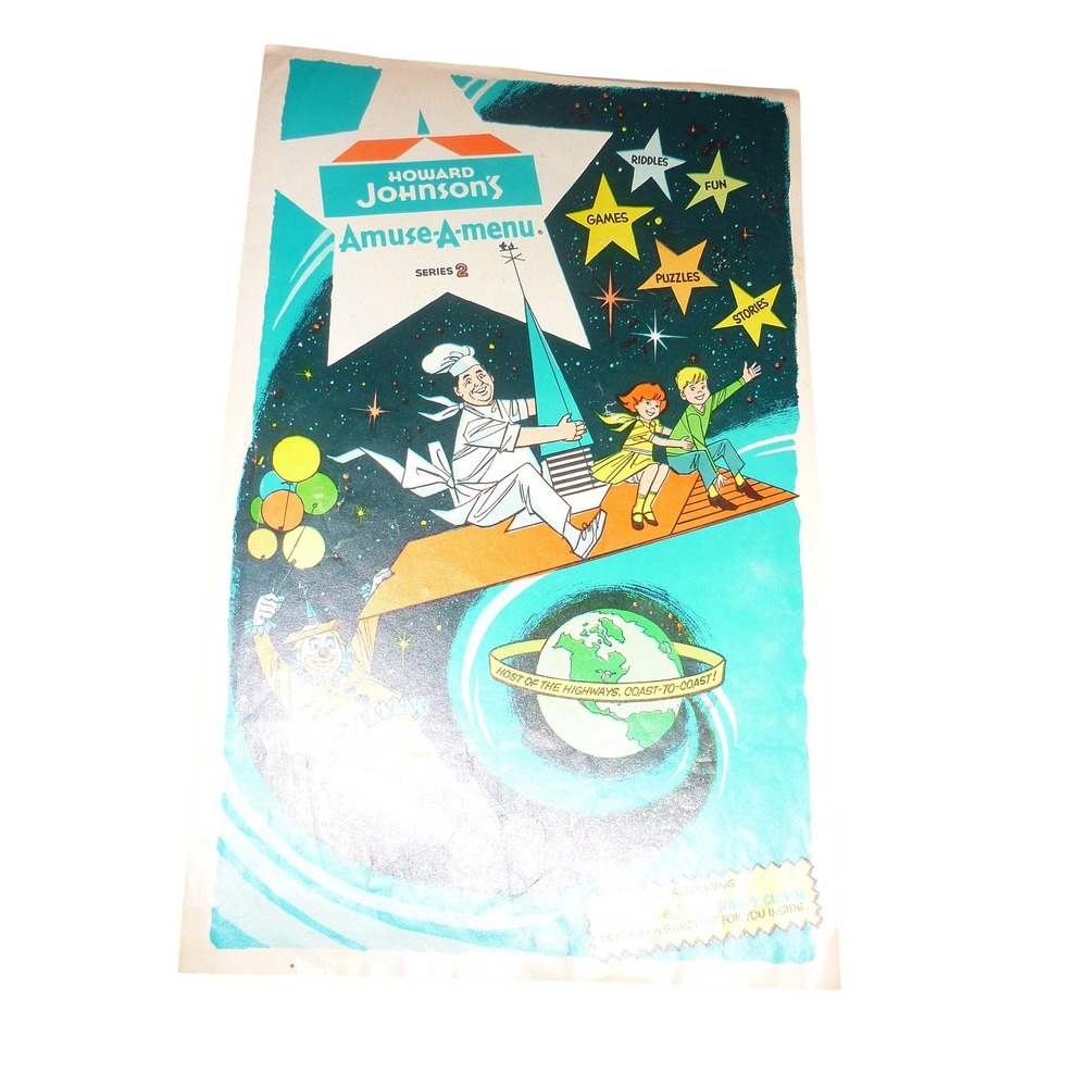 Vintage Howard Johnsons Amuse-A-Menu Series 2‎ Kids Activity Booklet 1960s Retro